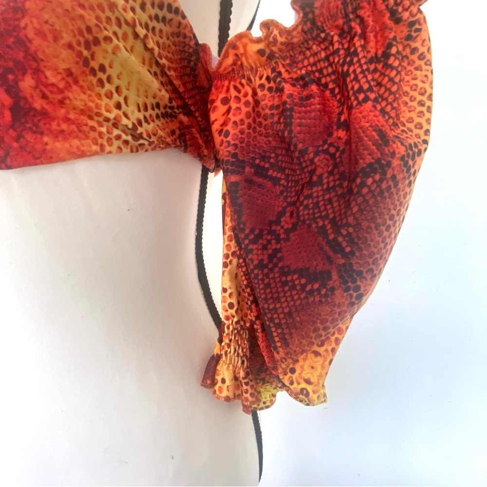 BFYNE Multicolor Snake Print Off Shoulder Bandeau Bikini Top Size Medium - Picture 4 of 6
